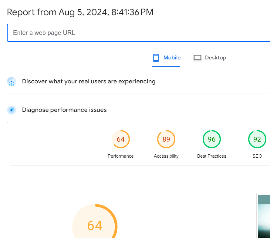 Google Sit Kit Speed report sample